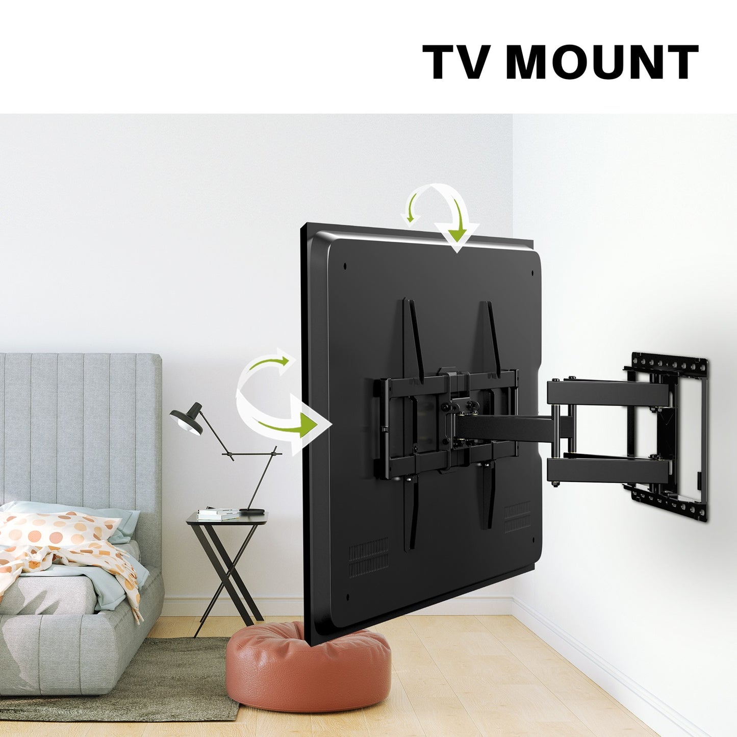 MountingAll Full Motion TV Wall Mount for Most 47-84 inch Flat Screen/LED/4K TV, TV Mount Bracket Dual Swivel Articulating Tilt 6 Arms, Max VESA 600x400mm, Holds up to 132lbs, Fits 8” 12” 16" Wood Studs